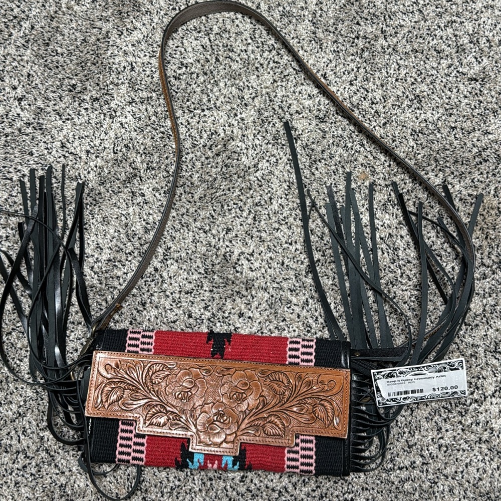 American Darling Red and Black Fringe Bag